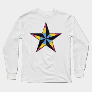 Pansexual Pride Flag Colored Nautical Star Long Sleeve T-Shirt